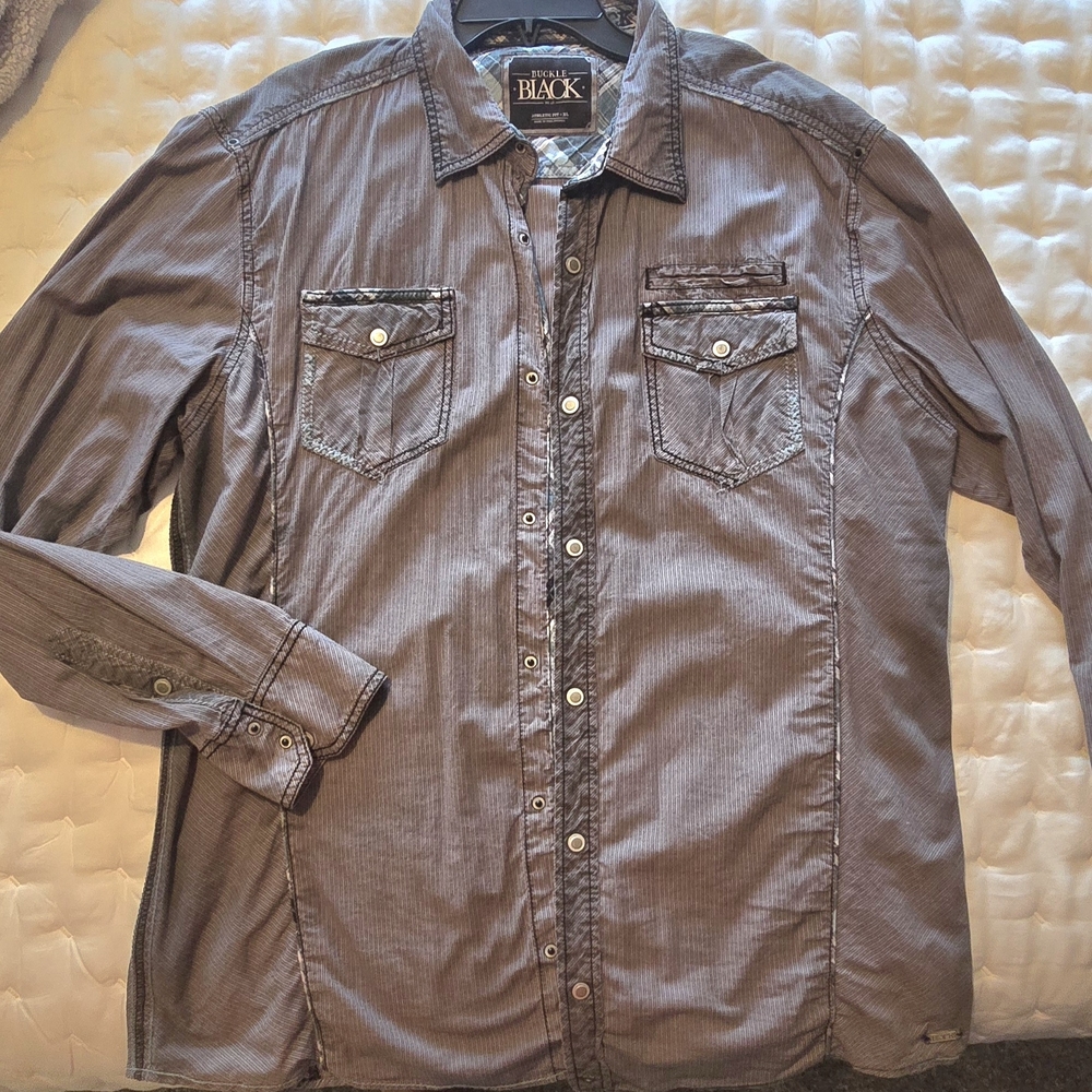 BKE Black Charcoal Striped Shirt